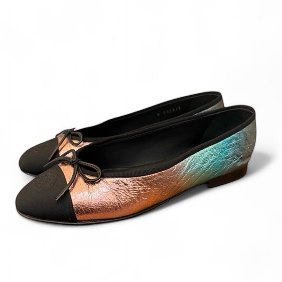CHANEL rainbow 🌈 ombre metallic ballet ballerina flats shoes size 38 7 7.5 8 - Picture 12 of 12